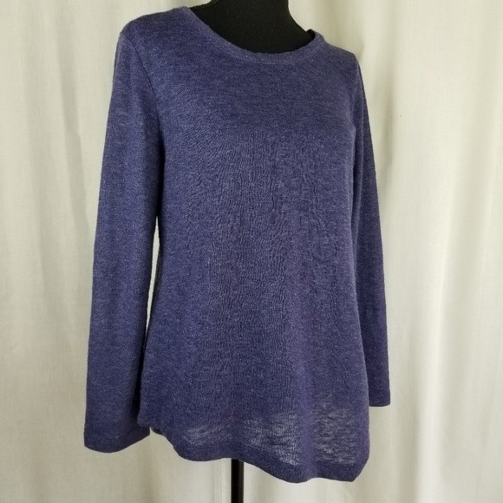 CHICO'S light weight sweater asymmetrical hem purple silver sparkle 4 XS